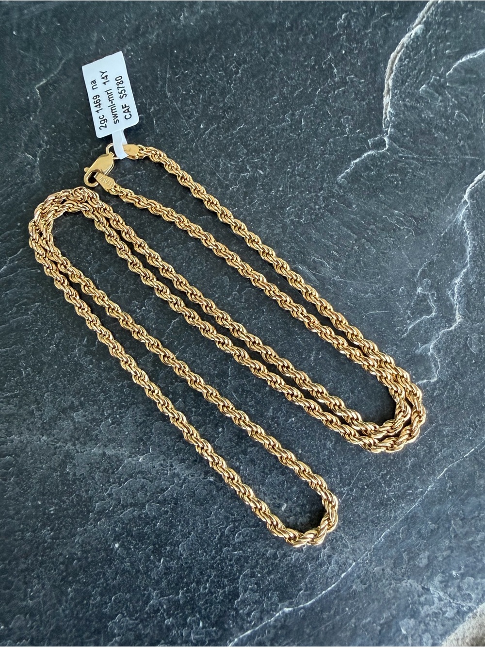 14kt. Solid Gold Rope Chain Necklace 24”